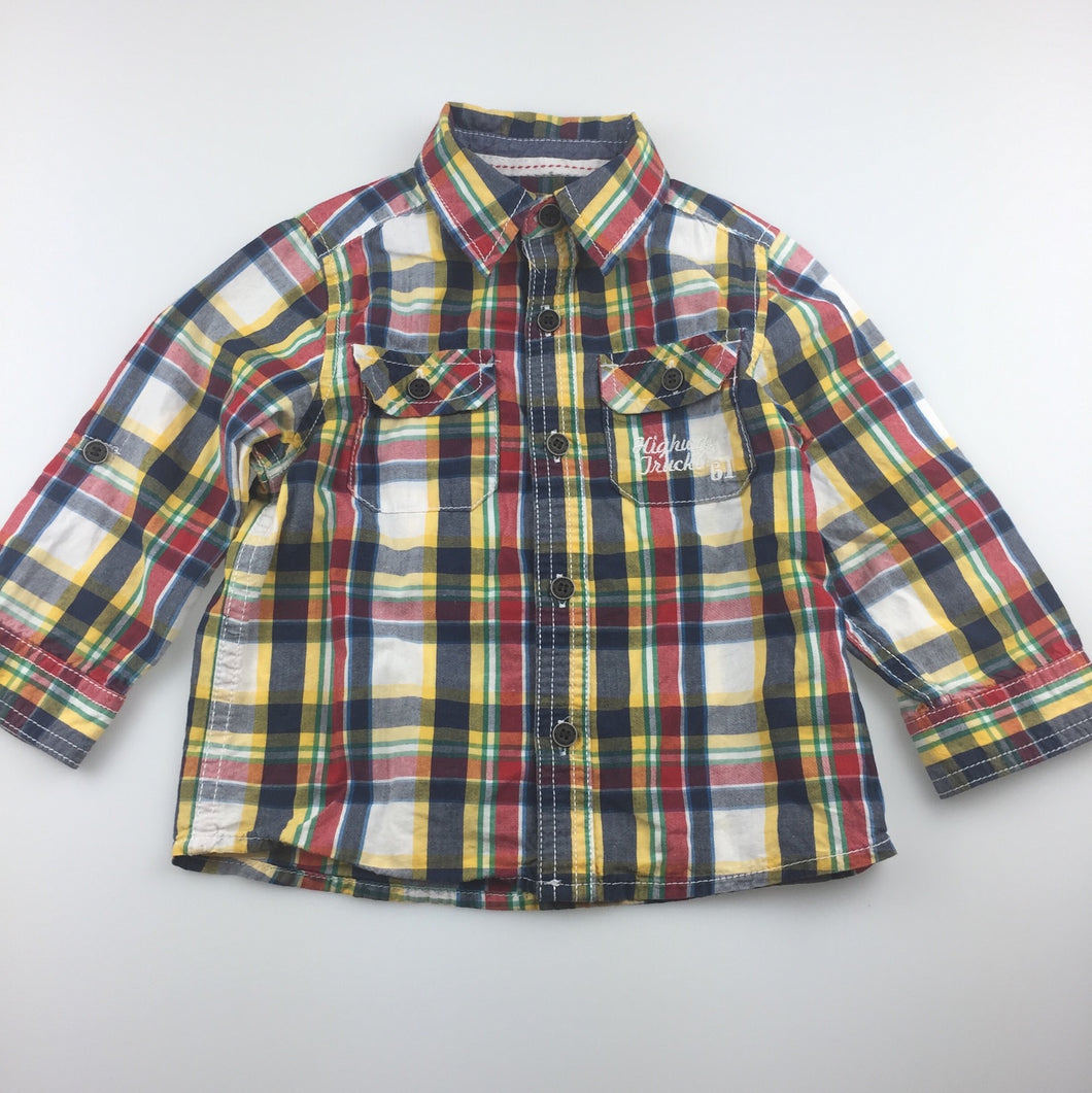 Boys Mother Care, check cotton long sleeve shirt, GUC, size 2