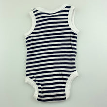 Load image into Gallery viewer, unisex Target, navy stripe cotton singletsuit / romper, EUC, size 00000,  