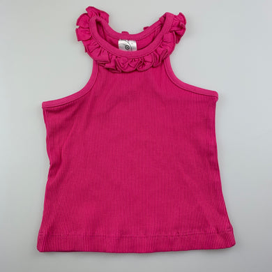Girls Target, pink ribbed cotton singlet top, EUC, size 1,  
