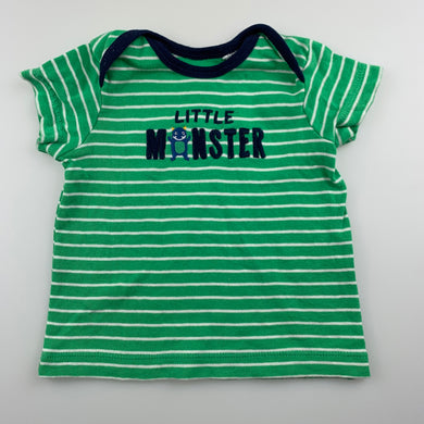 Boys Carters, green cotton t-shirt / top, care labels removed, GUC, size 3 months,  