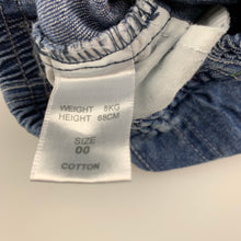 Load image into Gallery viewer, Boys Little Pumpkins, blue denim pants, elasticated, car, GUC, size 00,  