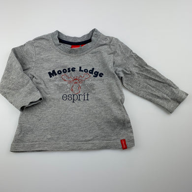 Boys Esprit, grey cotton long sleeve t-shirt / top, FUC, size 6 months,  