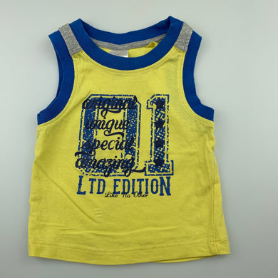 Boys Tiny Little Wonders, cotton singlet / tank top, GUC, size 00,  