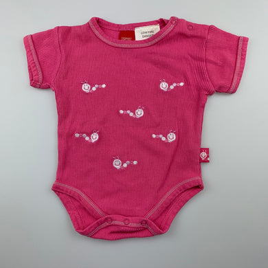 Girls Esprit, pink ribbed cotton bodysuit / romper, GUC, size 000,  