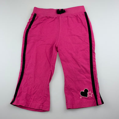 Girls H&T, pink cotton casual pants, elasticated, FUC, size 1,  