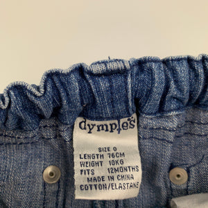 Girls Dymples, blue stretch denim jeans, adjustable, GUC, size 0,  