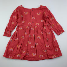 Load image into Gallery viewer, Girls Anko, lightweight long sleeve dress, rainbows, EUC, size 1, L: 40cm
