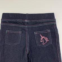 Load image into Gallery viewer, Girls Mango, stretchy denim leggings, unicorn, EUC, size 1,  