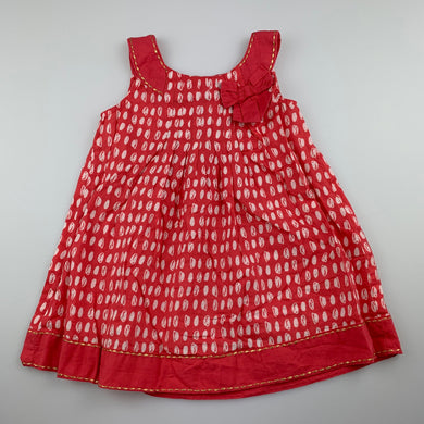 Girls Monsoon, lightweight cotton summer dress, GUC, size 00, L: 39cm