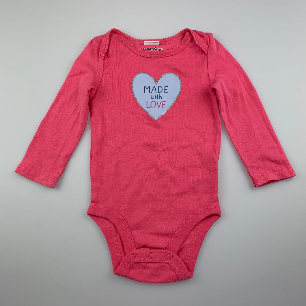 Girls Babies R Us, pink cotton bodysuit / romper, EUC, size 00,  