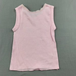 Girls Baby Biz, pink ribbed cotton singlet top, GUC, size 0000,  