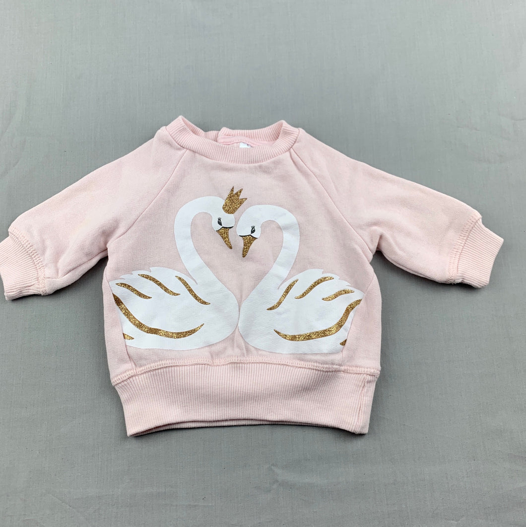 Girls Baby Berry, fleece lined sweater, jumper, light marks right arm, FUC, size 000,  