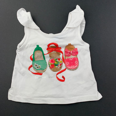Girls Mayoral, white stretchy singlet top, shoes, EUC, size 6 months,  