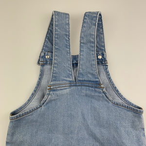 Girls Cotton On, stretch denim overalls dress, pinafore, GUC, size 4, L: 55cm