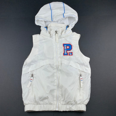 unisex PEPCO, lightweight sleeveless jacket, detachable hood, GUC, size 6,  