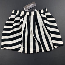 Load image into Gallery viewer, Girls Mr &amp; Miss Australia, black &amp; white pleat front skirt, adjustable, L: 30cm approx, NEW, size 5,  