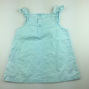 Girls Mom & Bab, blue cotton embroidered summer top, GUC, size 5