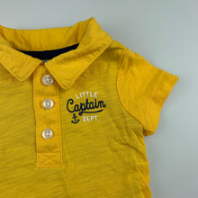 Load image into Gallery viewer, Boys Carters, yellow &amp; grey cotton romper, EUC, size 0000,  