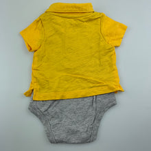 Load image into Gallery viewer, Boys Carters, yellow &amp; grey cotton romper, EUC, size 0000,  