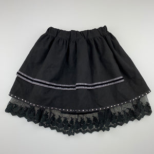 Girls Miss Treasures, lined wool blend skirt, lace trim, elasticated, L: 37 cm, EUC, size 5,  