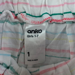Girls Anko, striped cotton skirt, elasticated, EUC, size 1,  