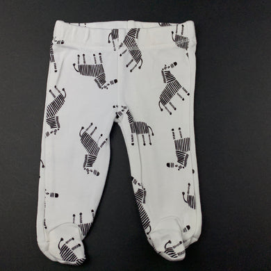 unisex Kids & Co, cotton footed leggings, bottoms, zebras, EUC, size 00000,  