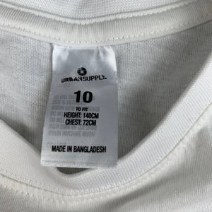 Boys Urban Supply, white cotton t-shirt / top, NBL, EUC, size 10,  