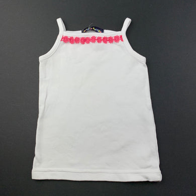 Girls Jungle Rumble, white cotton singlet top, flowers, GUC, size 0,  
