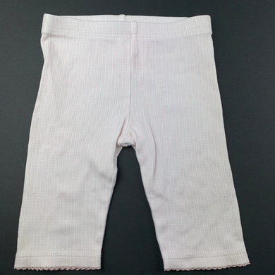 Girls M&S, pink & white cotton leggings / bottoms, EUC, size 00,  