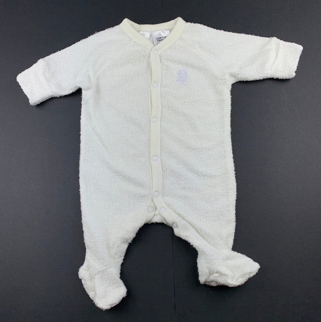 unisex Dymples, pale lemon terry coverall / romper, EUC, size 0000,  