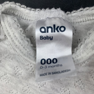 Girls Anko, grey pointelle singletsuit / romper, GUC, size 000,  