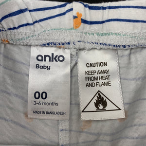 Boys Anko, cotton shorts, elasticated, fish, GUC, size 00,  