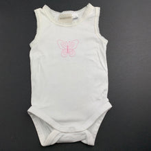Load image into Gallery viewer, Girls Marquise, white cotton singletsuit, romper, butterfly, GUC, size 000,  