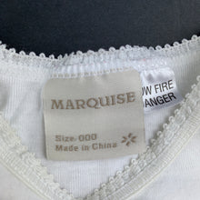 Load image into Gallery viewer, Girls Marquise, white cotton singletsuit, romper, butterfly, GUC, size 000,  