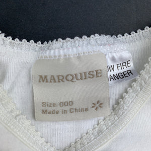 Girls Marquise, white cotton singletsuit, romper, butterfly, GUC, size 000,  