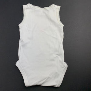Girls Marquise, white cotton singletsuit, romper, butterfly, GUC, size 000,  