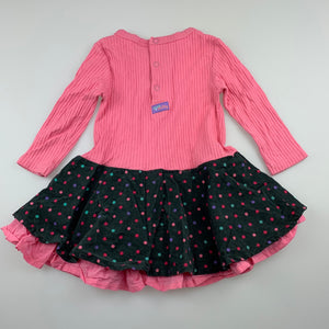Girls Jack & Milly, cotton casual long sleeve dress, FUC, size 0, L: 40 cm