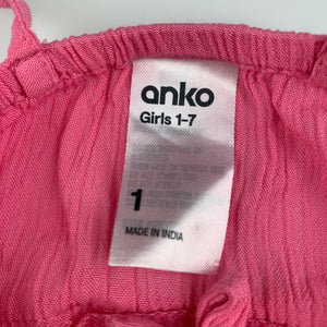 Girls Anko, pink casual summer dress, GUC, size 1, L: 45 cm