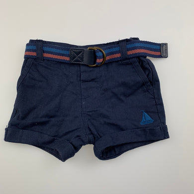 Boys Dymples, navy linen & cotton blend shorts, adjustable, EUC, size 000,  