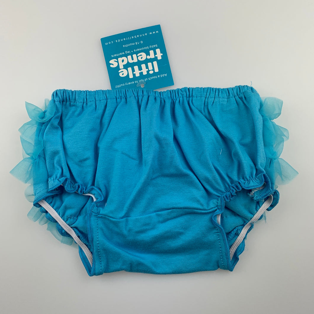 Girls Little Trends, blue ruffle nappy cover, bloomers, NEW, size 0-1,  