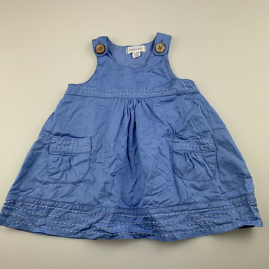 Girls Pumpkin Patch, blue cotton casual dress, GUC, size 00, L: 38 cm