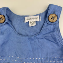 Load image into Gallery viewer, Girls Pumpkin Patch, blue cotton casual dress, GUC, size 00, L: 38 cm