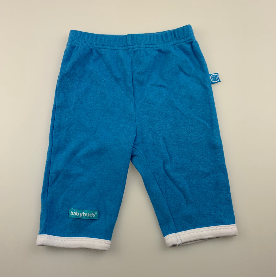 Boys Baby Buds, blue cotton bottoms, elasticated, GUC, size 000,  