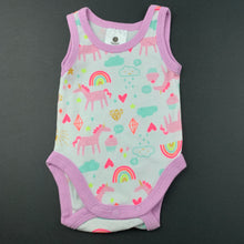 Load image into Gallery viewer, Girls Dymples, cotton singletsuit / romper, unicorns, EUC, size 0000,  