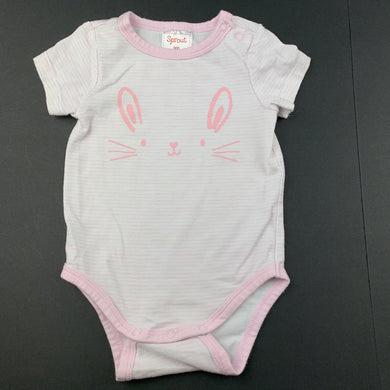 Girls Sprout, pink stripe bodysuit / romper, rabbit, FUC, size 000,  