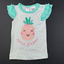 Load image into Gallery viewer, Girls Dymples, cotton pyjama t-shirt / top, pineapple, EUC, size 00,  