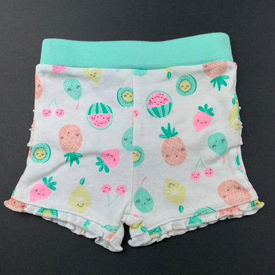 Girls Dymples, soft cotton shorts, fruit, EUC, size 00,  
