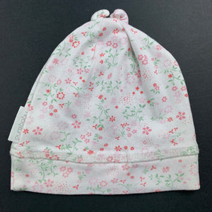 Girls purebaby, floral organic cotton hat / beanie, EUC, size 1,  