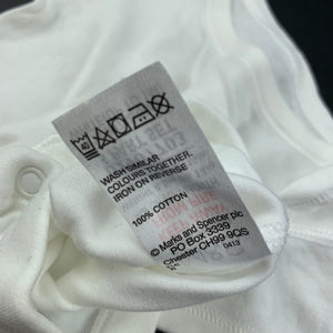 unisex M&S, white cotton bodysuit, romper, GUC, size 0000,  