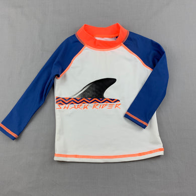 Boys Charlie & Me, long sleeve rashie / swim top, shark, care labels removed, EUC, size 0,  